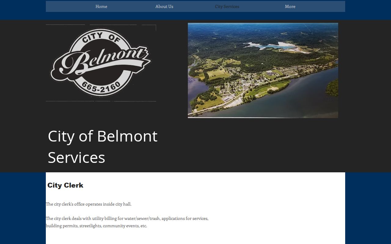 Belmont City Clerk page identifying building permits and service applications