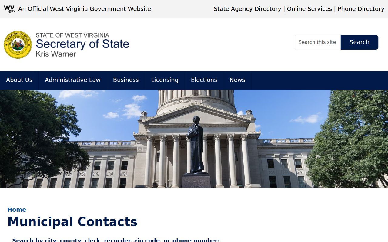 Belmont entries in the West Virginia municipal directory